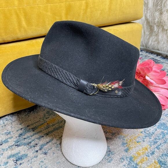 Lite Felt Fedora 100% Wool Black L - Picture 3 of 12